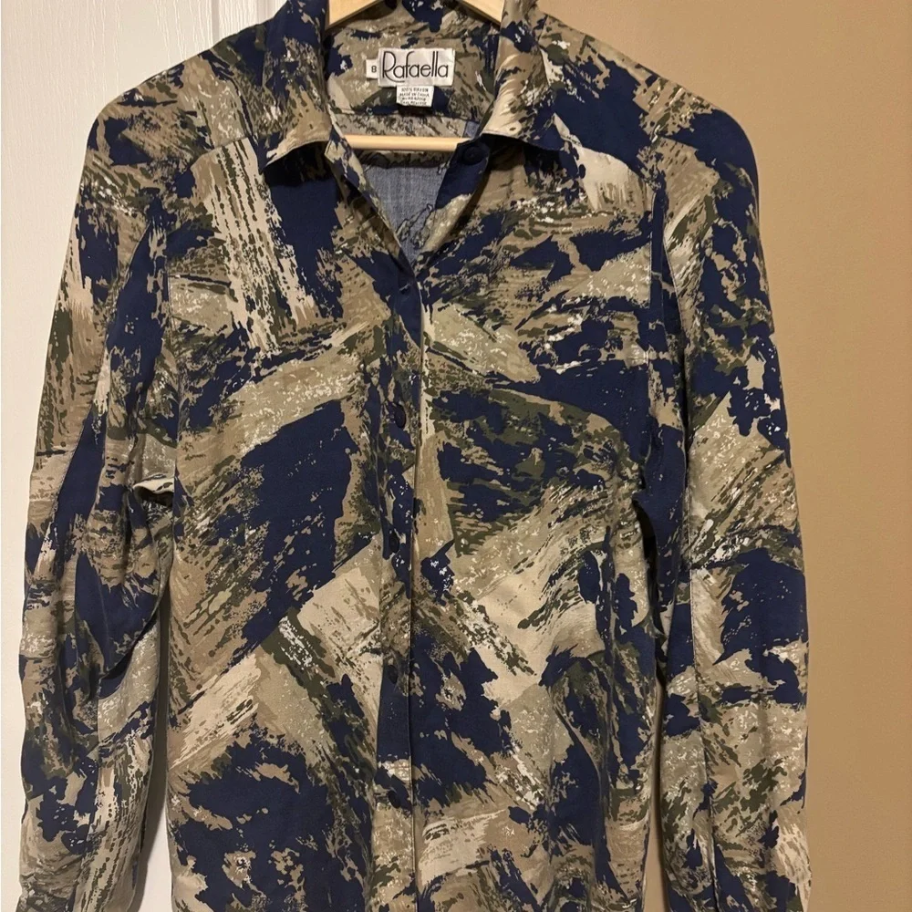 Rafaella Blue and Tan Button Down Shirt - Picture 7 of 7